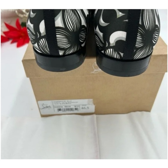 Christian Louboutin Mens dandelion flat black/white loafers size 46.5 Italy
